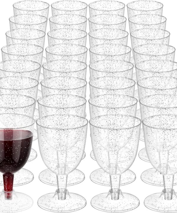 50 Pack Disposable Plastic Wine Glasses 5.7 oz Clear Plastic Wine Glasses for Parties Clear Goblets Cocktail Cups with Stem for Weddings Birthday Picnics Parties