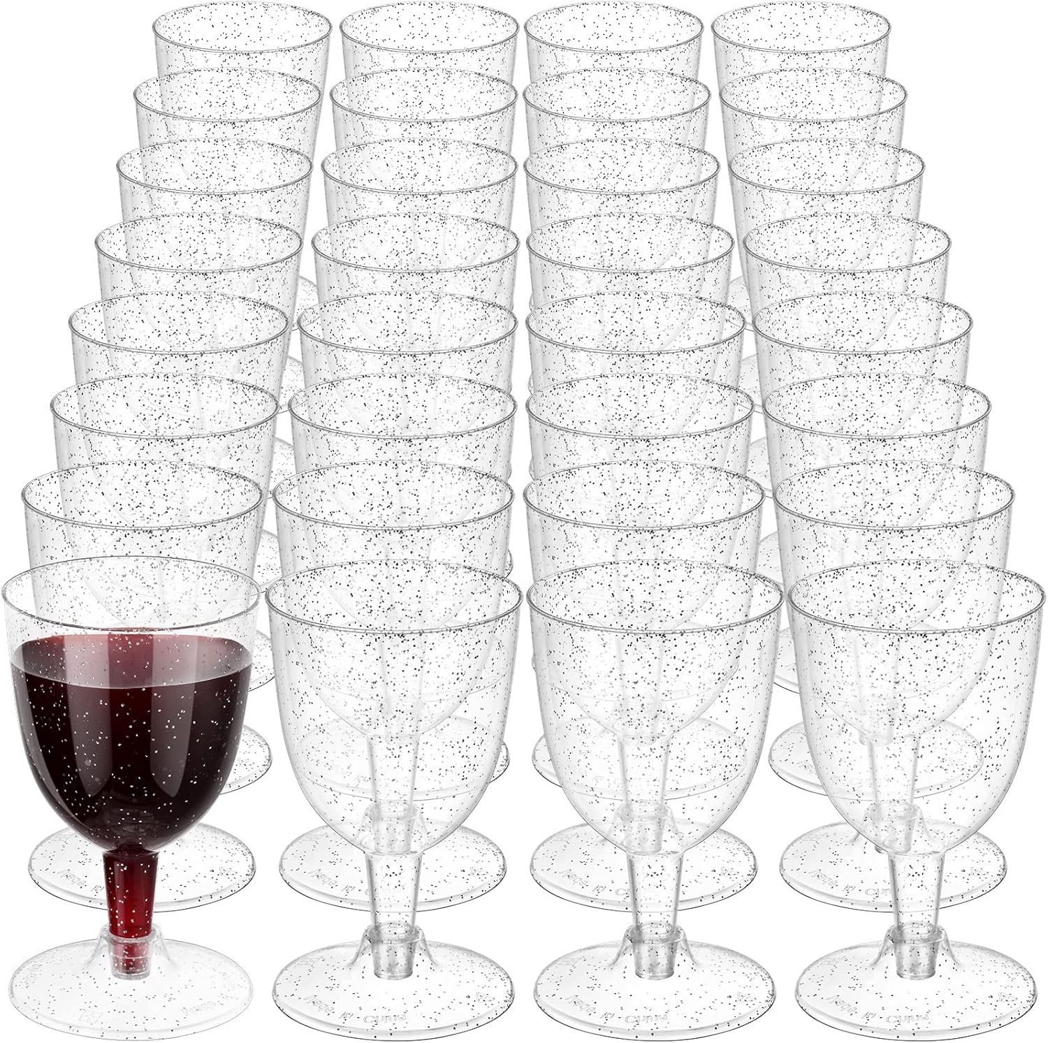 50 Pack Disposable Plastic Wine Glasses 5.7 oz Clear Plastic Wine Glasses for Parties Clear Goblets Cocktail Cups with Stem for Weddings Birthday Picnics Parties