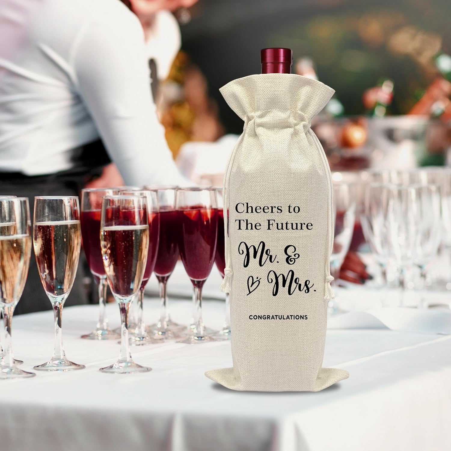 Engagement Wine Bottle Bag – Wedding Shower Gifts Wine Bag – Cheers to The Future – Mr and Mrs Marriage Gifts for Your Lover – Wedding Planning & Bridal Shower Decorations-A01