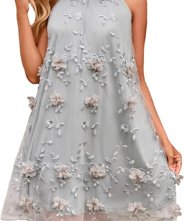 Simplee Women Halter Homecoming Dress 2025 Summer Wedding Guest Formal Mini Dress Flowy Cocktail Dresses