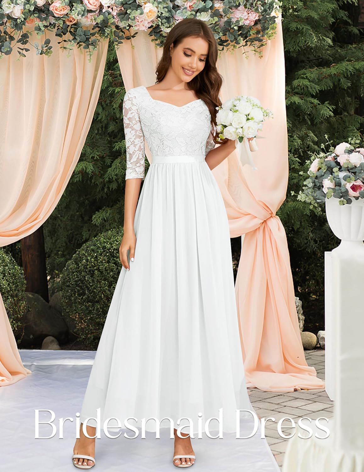 Wedtrend Women’s Formal Dress Mother of The Bride Dress 3/4 Sleeve Wedding Guest Dress Maxi Evening Gown