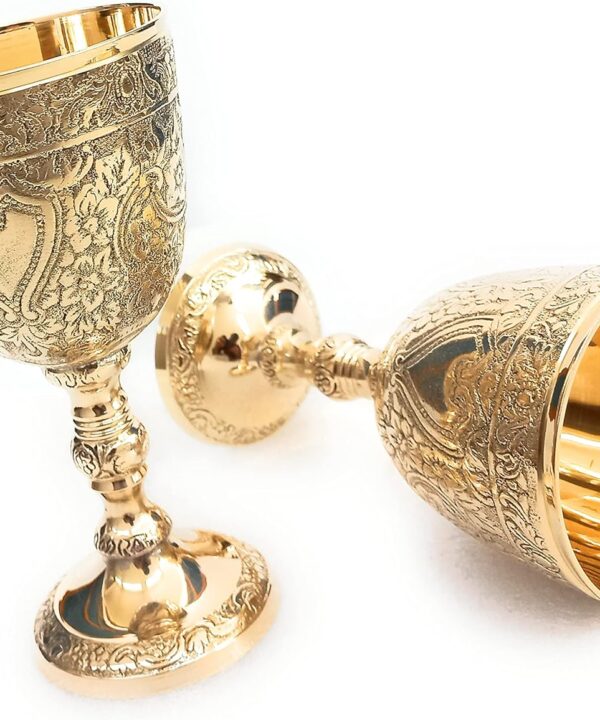 ALADEAN Vintage Chalice Medieval Goblet | 1x Solid Brass 6" Royal Wine Glass Cups 7oz - Renaissance Gifts Wedding Anniversary Novelty Ceremonial Drinkware Pack of 1pc (Roman Chalice)