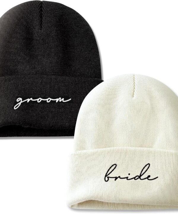 Wedding Gifts for Couples, Bride & Groom Wedding Beanie Hat Set