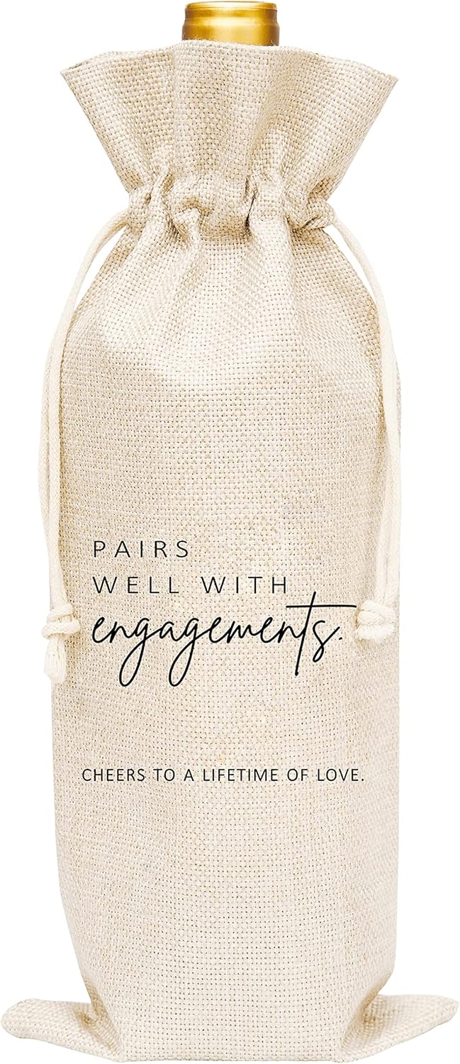 Wedding Gift Wine Bags, Burlap Wine Bottle Cover Bag For Engagement, Bridal Shower, Bridesmaid, Bachelorette Party Favor, 1 Pc Wine Bag (A32)