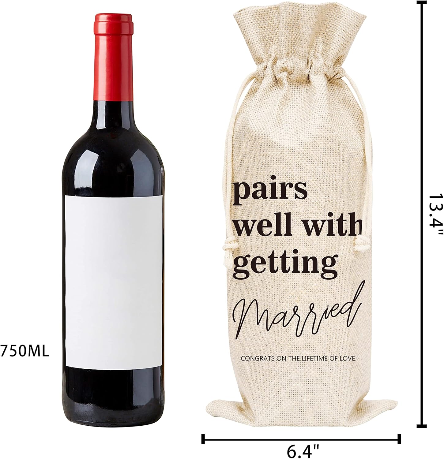 Huastatewolf Wedding Wine Bag – Burlap Wine Bottle Cover Gift Bag for Wedding Party, Engegement Party – 1 Pc Wine Bag(C34)