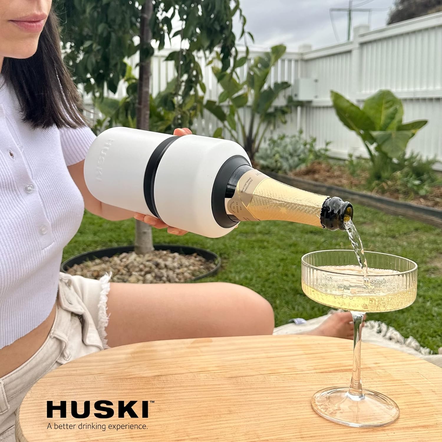 Huski Wine Chiller | Award Winning Iceless Design | Keeps Wine Cold up to 6 Hours | Wine Accessory | Next Generation Ice Bucket | Fits Some Champagne Bottles | Perfect Gift for Wine Lovers (Champagne)
