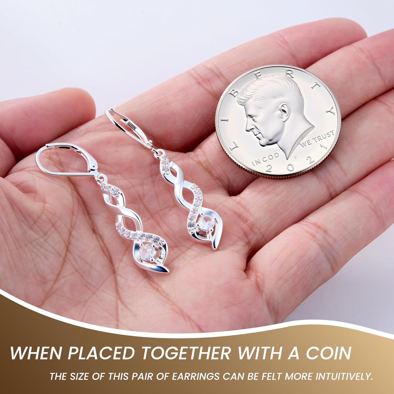 Sterling Silver Drop Dangle Earrings for Women Cubic Zirconia Hanging Dangle Earrings Long Infinity Drop Earring Leverback CZ Earing for Jewelry Gifts