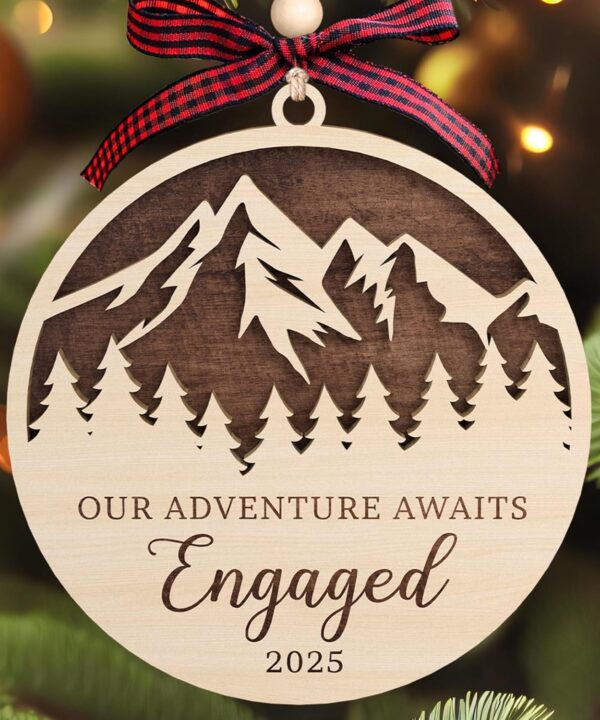 Pawzity Engagement Gifts for Couples - Engagement Ornament 2025 - Newly Engaged Gifts for Women, Her, Bride to Be - Fiance Gift Ideas for Women - Wood Our First Christmas Engaged Ornament 2025​