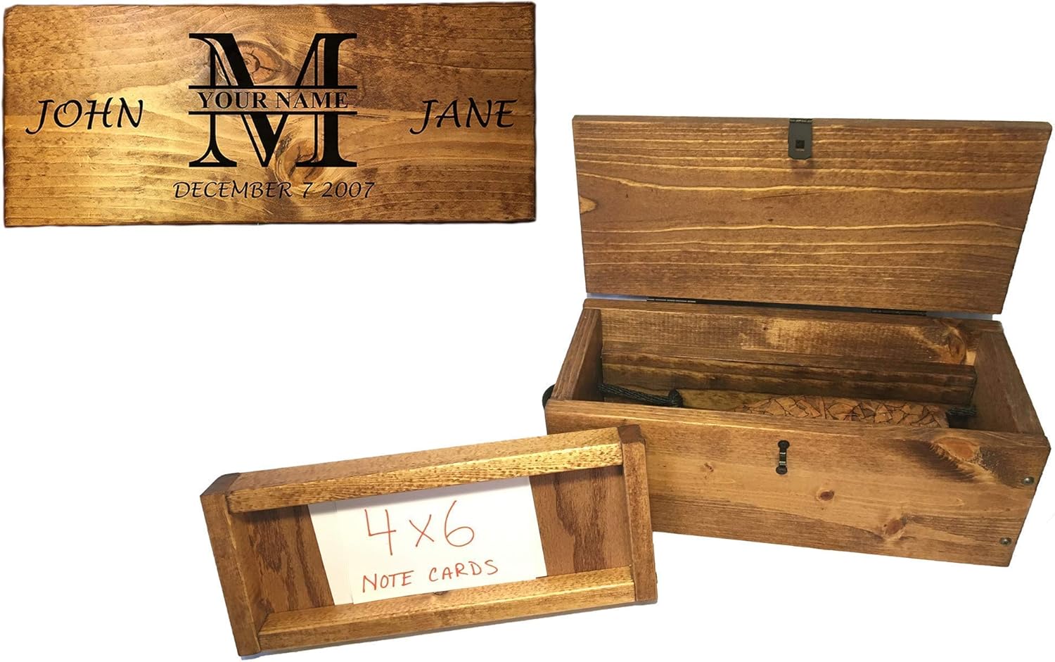 Wine Bottle & Letter box with removable 4x6 card tray - Personalized Wedding Wine Ceremony Capsule - Great Wedding, Anniversary, Engagement or Christmas Gift