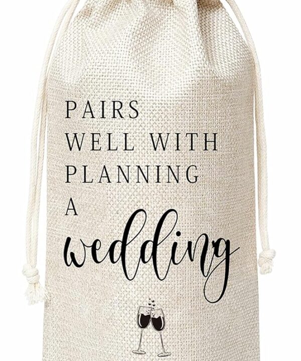 Wedding Wine Gift Bag, Wine Bag for Bride and Groom, Couples, Her, Him, Wedding, Engagement, Save the Date Wedding, 1 Pc Burlap Wine Bottle Cover Bag (a22)