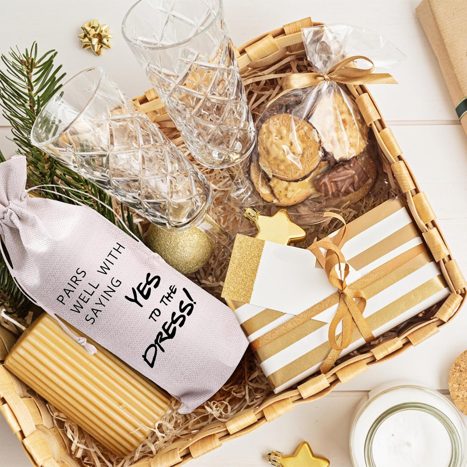 Pairs Well With Saying Yes To The Dress Mr and Mrs Wedding Gift Engagement Gift Bag For bride/him/her Newly Engaged Gift Wine Tote