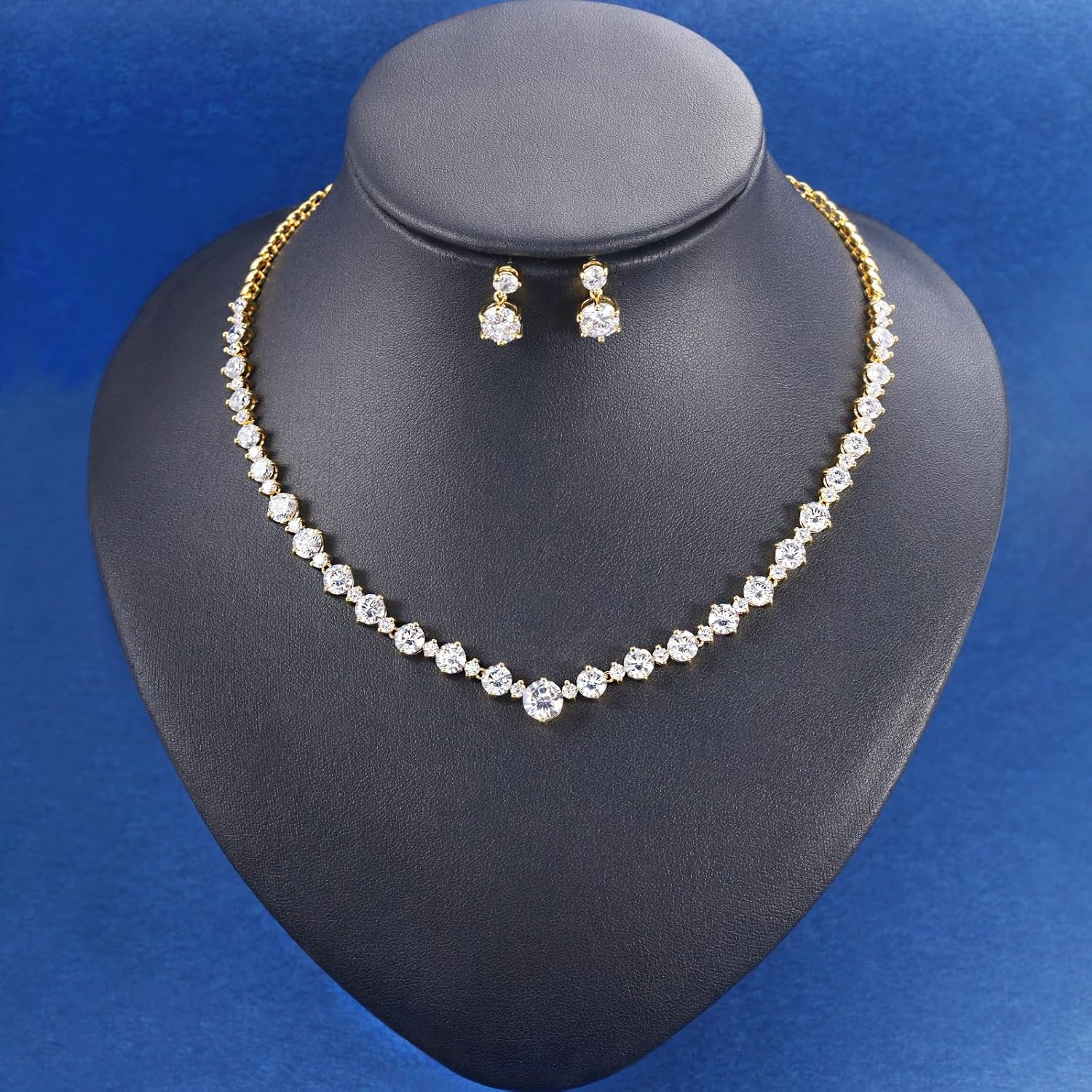 Women’s Bridal Jewelry Set for Wedding Brides Bridesmaids, Elegant Prom Costume Necklace and Earring Jewelry Set for Women Evening Wear