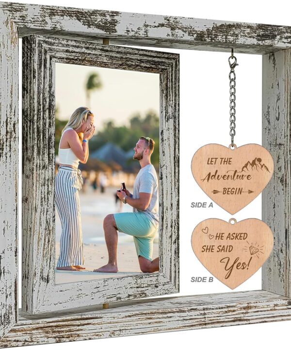 Let the Adventure Begin - He Asked She Said Yes Picture Frame Engagement Gifts for Couples Newly Engaged Gifts Fiance Women Her (Dis Two 6x4)