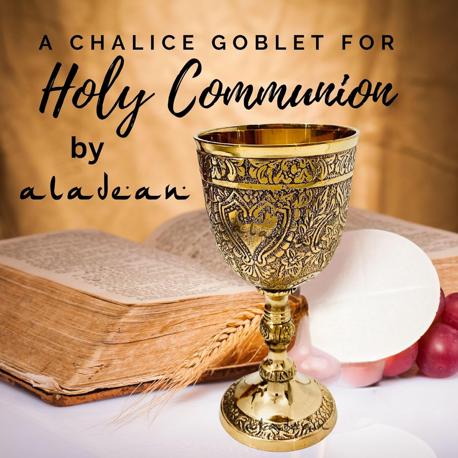 ALADEAN Vintage Chalice Medieval Goblet | 1x Solid Brass 6″ Royal Wine Glass Cups 7oz – Renaissance Gifts Wedding Anniversary Novelty Ceremonial Drinkware Pack of 1pc (Roman Chalice)