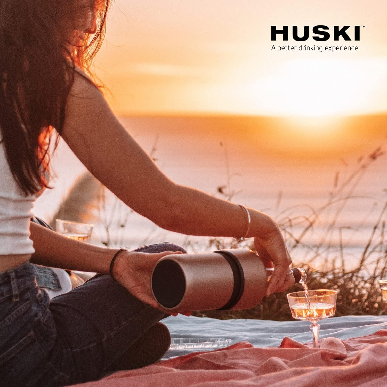 Huski Wine Chiller | Award Winning Iceless Design | Keeps Wine Cold up to 6 Hours | Wine Accessory | Next Generation Ice Bucket | Fits Some Champagne Bottles | Perfect Gift for Wine Lovers (Champagne)