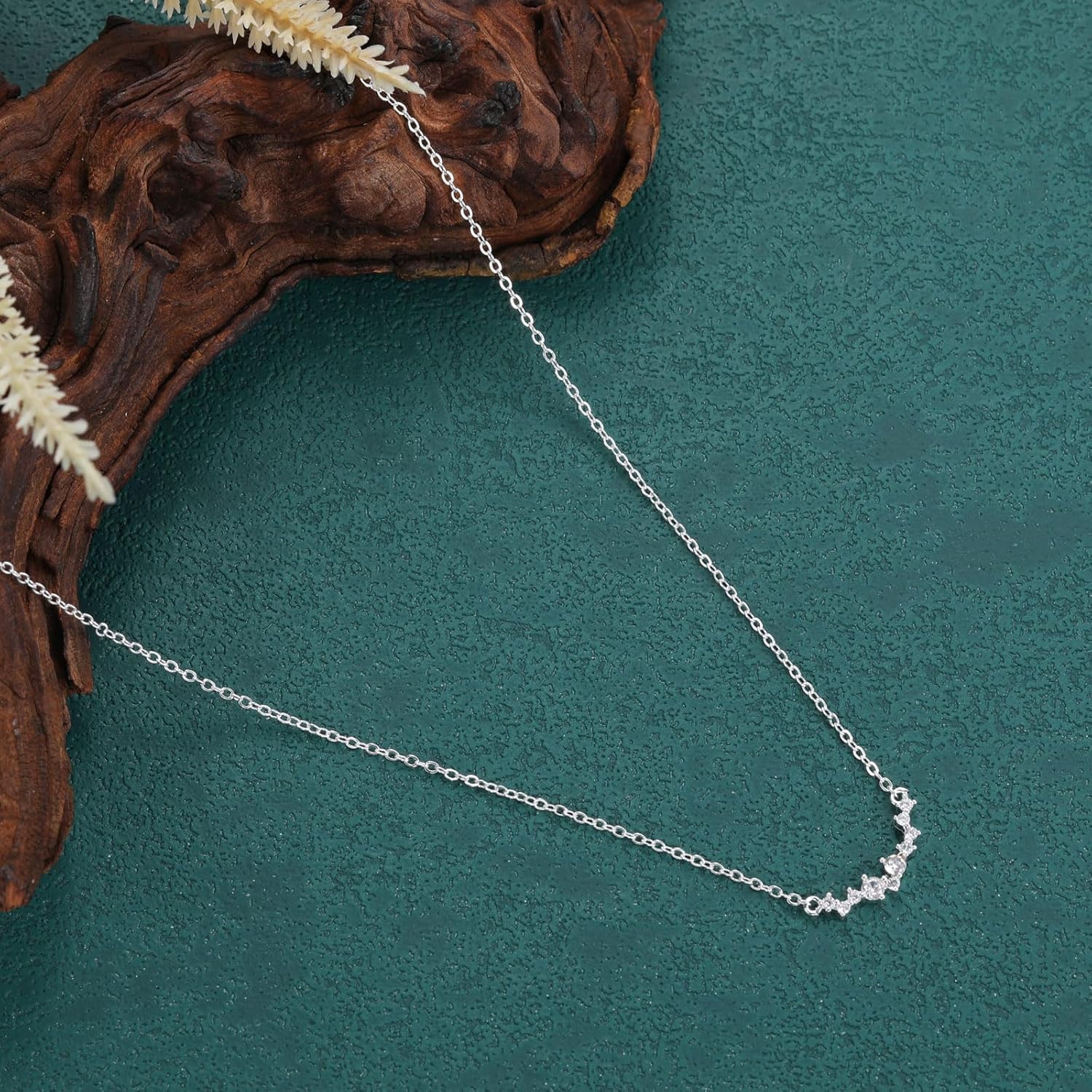 CZ Diamond Necklace for Women Dainty Square Cubic Zirconia Splints Solitaire Pendant Necklace for women 14kGold/Silver Plated Different Width Square CZ Pendant Necklaces Simulated Diamond Bridesmaid Jewelry for Women