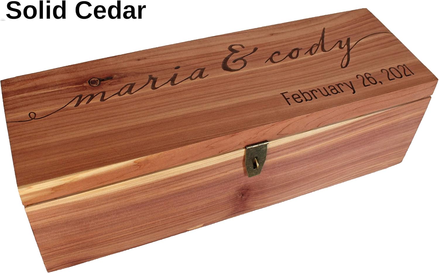 Personalized Engraved Wine Box – First Names and Vintage, Custom Text