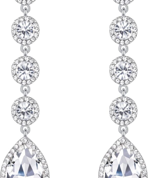 BriLove Women's Elegant Wedding Bridal Crystal Beaded Teardrop Chandelier Dangle Earrings
