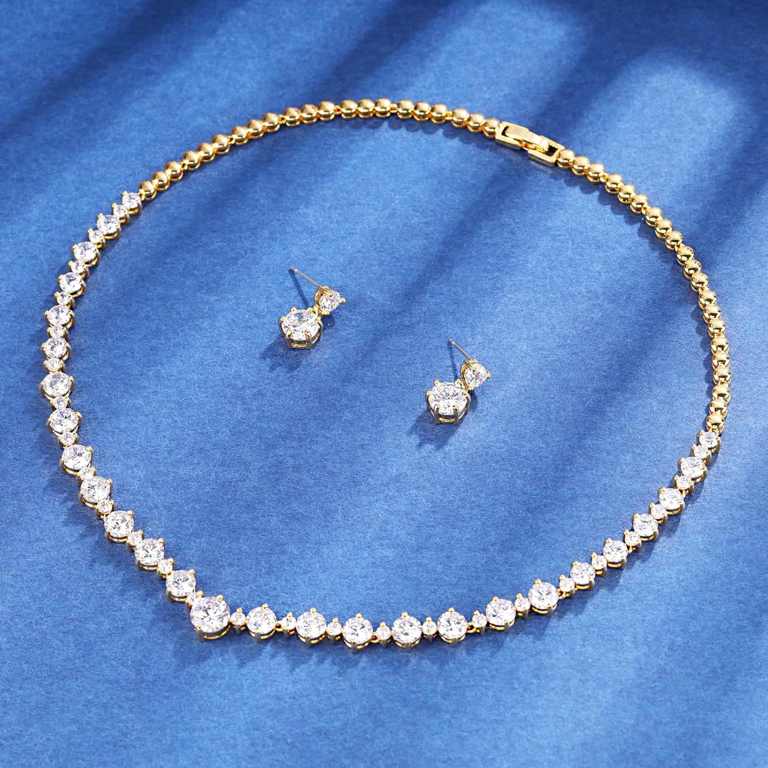 Women’s Bridal Jewelry Set for Wedding Brides Bridesmaids, Elegant Prom Costume Necklace and Earring Jewelry Set for Women Evening Wear