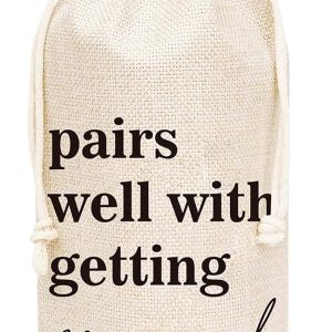 Huastatewolf Wedding Wine Bag - Burlap Wine Bottle Cover Gift Bag for Wedding Party, Engegement Party - 1 Pc Wine Bag(C34)