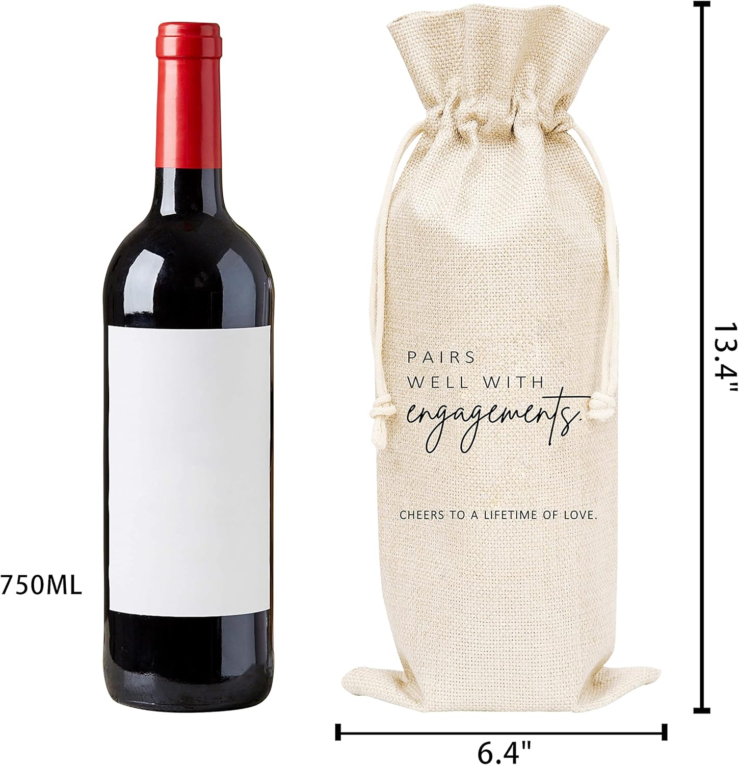 Wedding Gift Wine Bags, Burlap Wine Bottle Cover Bag For Engagement, Bridal Shower, Bridesmaid, Bachelorette Party Favor, 1 Pc Wine Bag (A32)