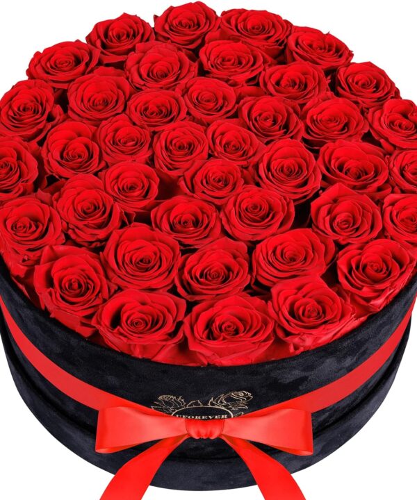 40 Pieces Preserved Roses in Suede Box, Flowers for Mothers Day, Preserved Flowers Gift for Women, Red