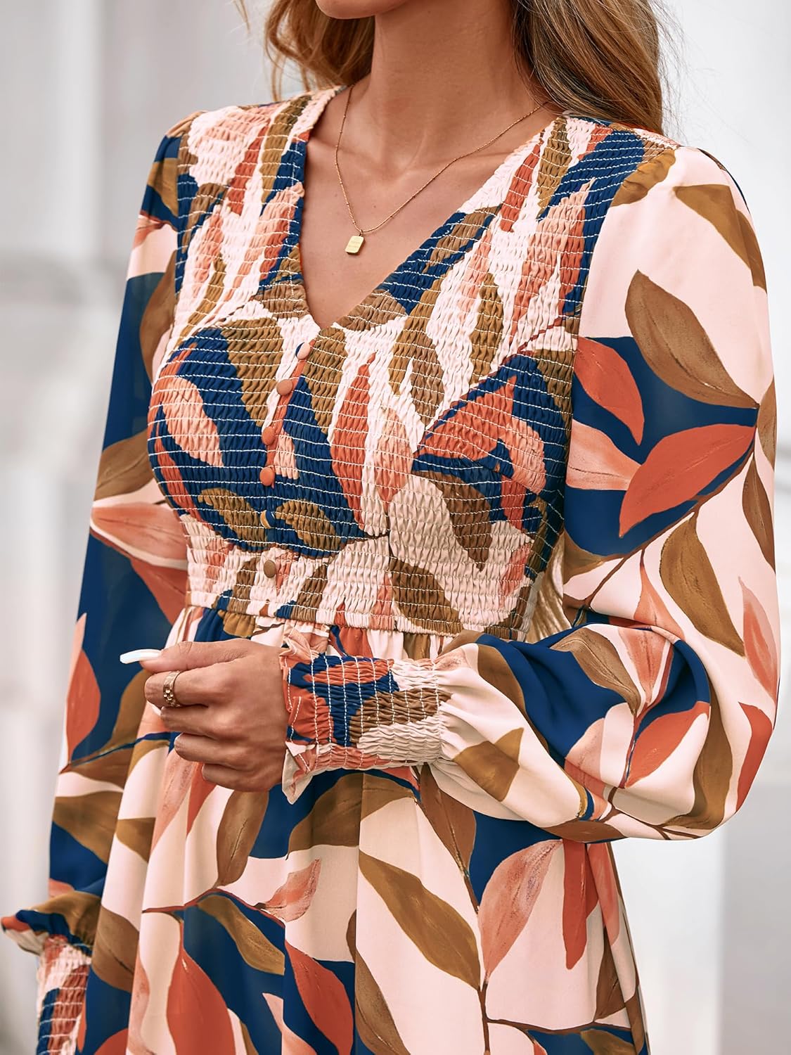 BTFBM Women Fall Wedding Guest Maxi Dresses 2025 Floral V Neck Long Sleeve Boho Long Dress Vacation