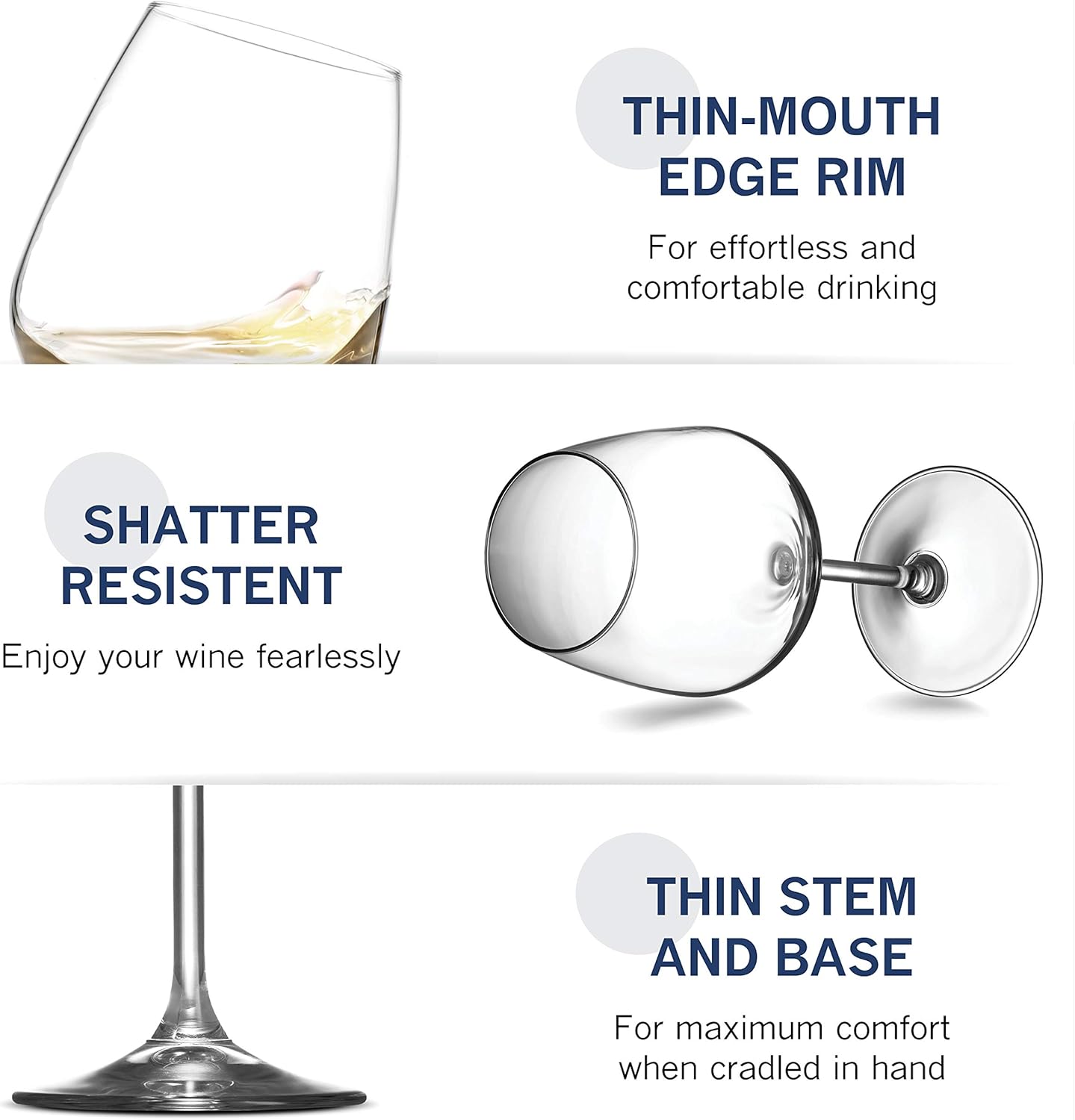 Paksh Novelty Italian White Wine Glasses – – Wine Glass Set for Parties, Weddings, Gifting – Clear Wine Glass, for Red and White Wine – Christmas Gift for Women & Men