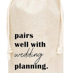 Huastatewolf Wedding Gift Wine Bags, Burlap Wine Bottle Cover Bag For Bridal Shower, Engagement, Bride, Groom, Bridesmaid, Bachelorette Party Favor, 1 Pc Bag (A29)