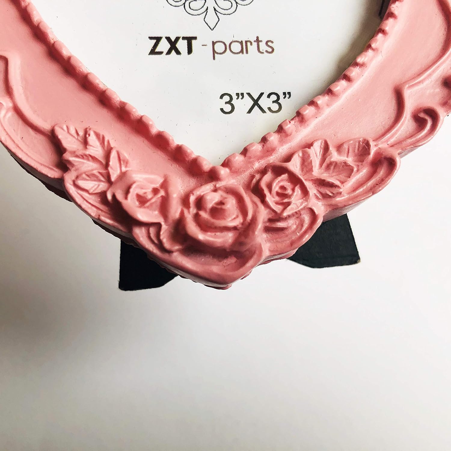 ZXT-parts 3×3 Picture Frame Heart Pink Frame. Resin Handmade Photo Frame. Glass Panel. Black Suede Cover.European Style Suitable for Wall or Desktop.