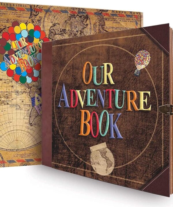 JIMBON Our Adventure Book Scrapbook Photo Album Retro Style Embossed Letter Cover Travel Diary Journal Scrap Book Kit For Couples,Memory Book For Anniversary Wedding