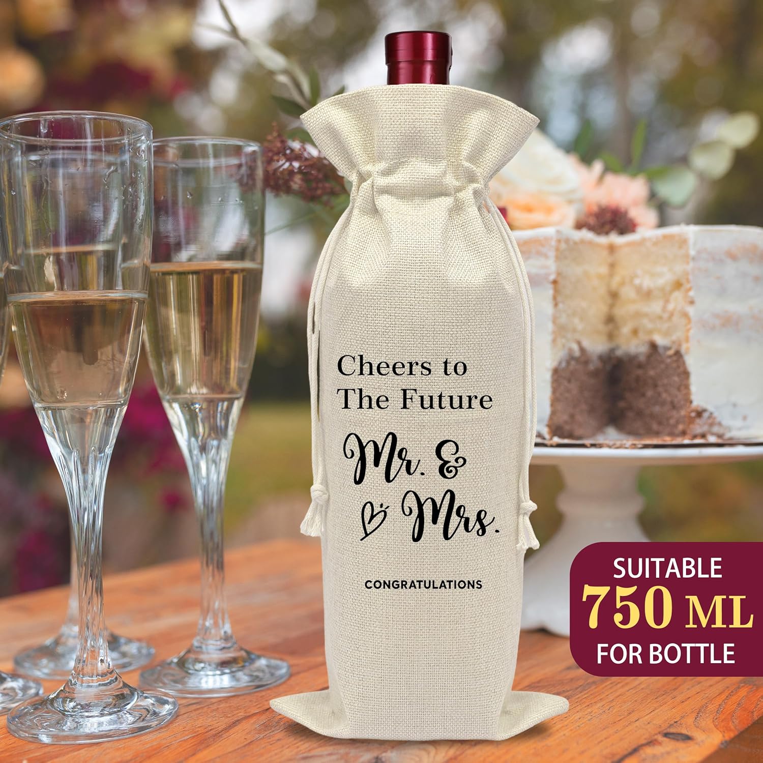 Engagement Wine Bottle Bag – Wedding Shower Gifts Wine Bag – Cheers to The Future – Mr and Mrs Marriage Gifts for Your Lover – Wedding Planning & Bridal Shower Decorations-A01