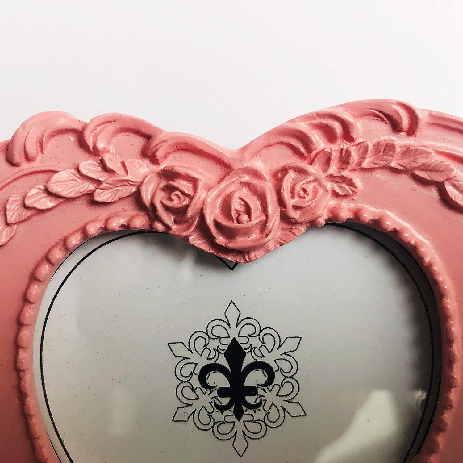 ZXT-parts 3×3 Picture Frame Heart Pink Frame. Resin Handmade Photo Frame. Glass Panel. Black Suede Cover.European Style Suitable for Wall or Desktop.