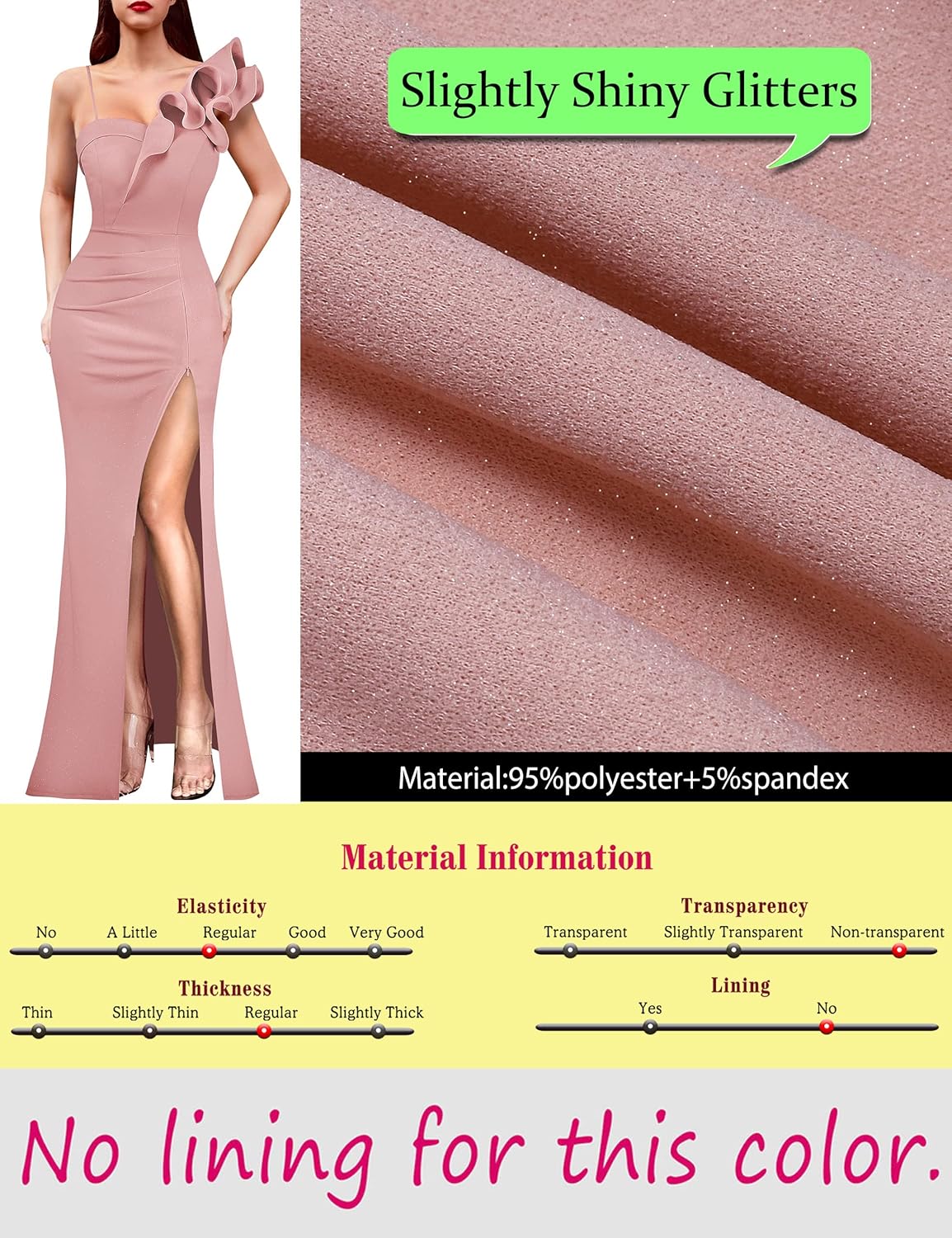 VFSHOW Womens Ruffle One Shoulder Strap Ruched Formal Prom Wedding Maxi Dress V Neck Elegant Split Cocktail Evening Long Gown