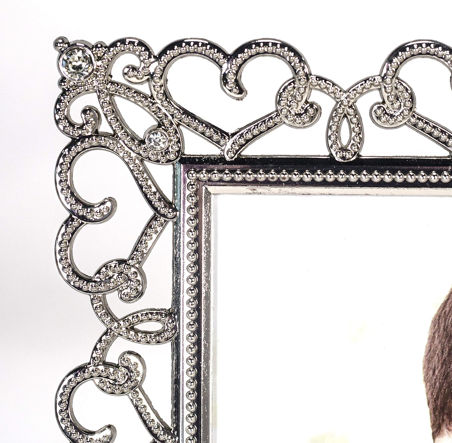 Malden International Designs Enchanted Hearts Pierced Silver with Jewels Picture Frame, 8×10, Silver