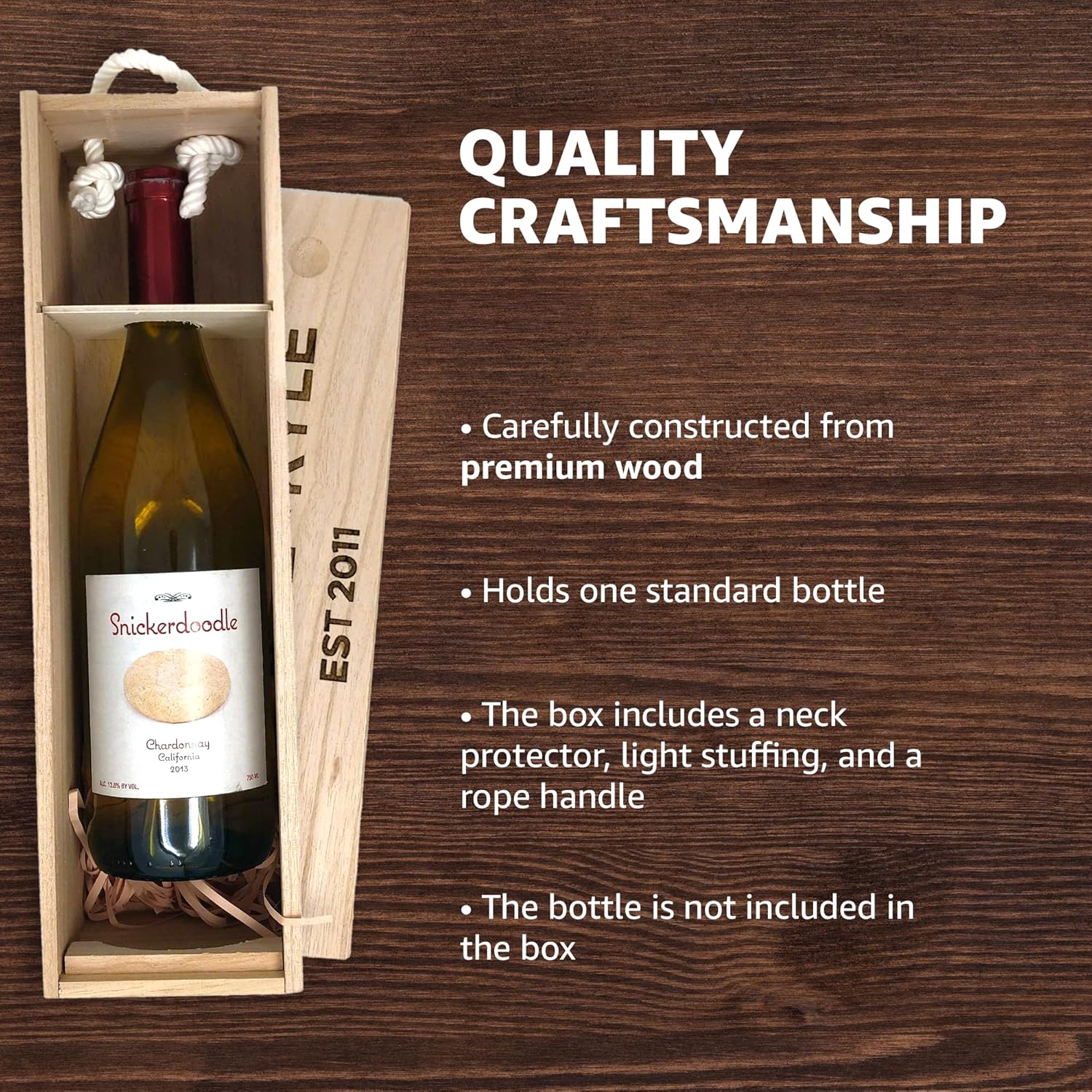 City North Customizable Wooden Wine Box, Wedding Gift Name & Name, Est 2024 Ideal Gift for Friends – Wine Accessories for Wine Lovers