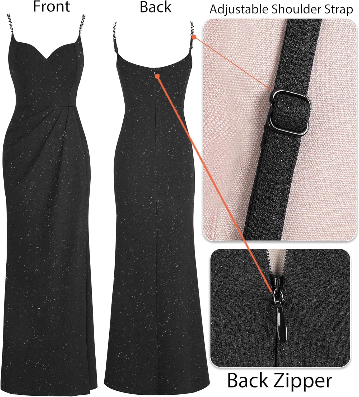 VFSHOW Womens Sexy Formal Ruched Fitted High Slit Bodycon Maxi Dress Spaghetti Strap Sweetheart Cocktail Prom Evening Gown