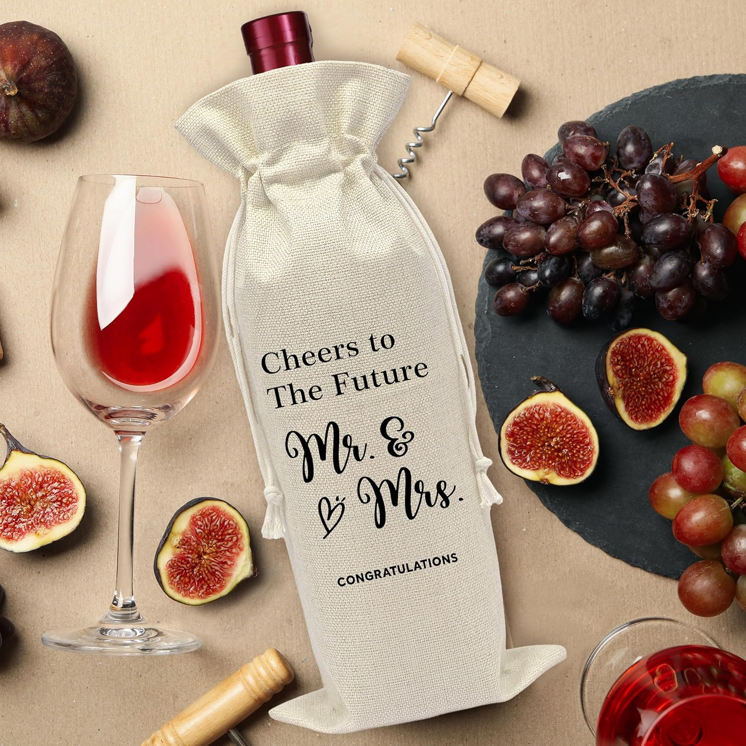 Engagement Wine Bottle Bag – Wedding Shower Gifts Wine Bag – Cheers to The Future – Mr and Mrs Marriage Gifts for Your Lover – Wedding Planning & Bridal Shower Decorations-A01