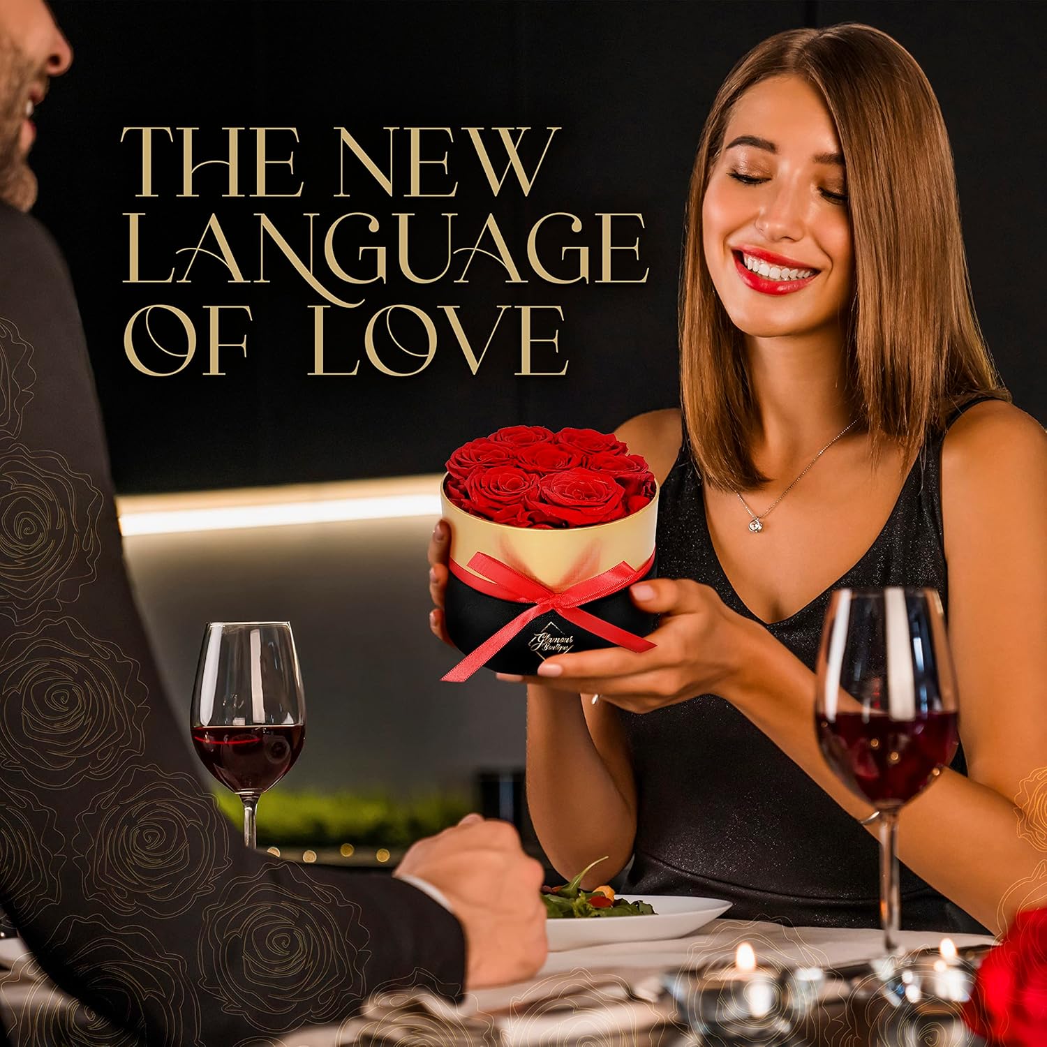 GLAMOUR BOUTIQUE Eternal Preserved Roses in a Box – Flowers Forever, Rose Forever in a Box for Wife, Birthday Gifts for Her, 7 Roses, Red