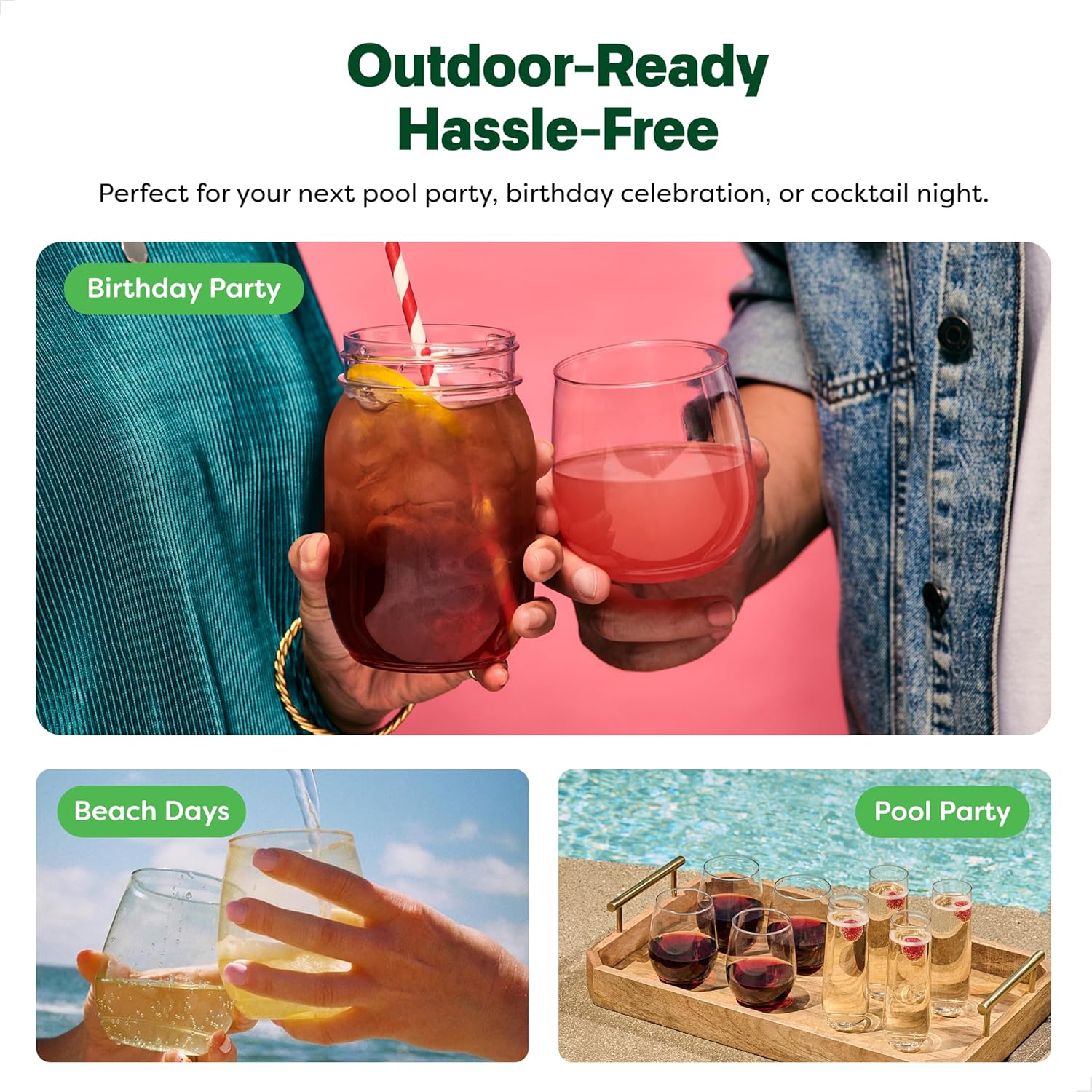 TOSSWARE POP 14oz Vino SET OF 12, Recyclable, Unbreakable & Crystal Clear Plastic Wine Glasses, 12 Count (Pack of 1)