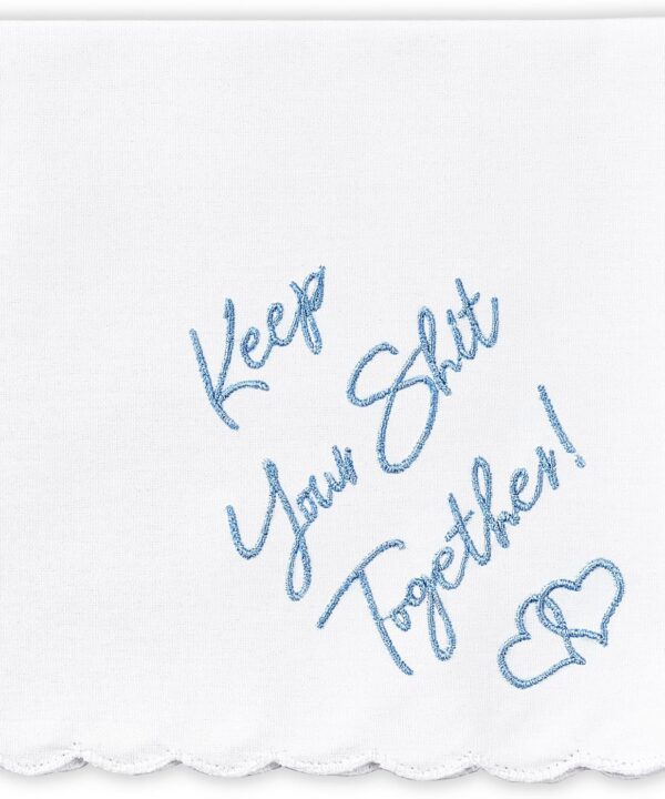 W&F GIFT Something Blue Wedding Gift Embroidered Handkerchief | Keep Your Shit Together! | Wedding Day Bride Gift