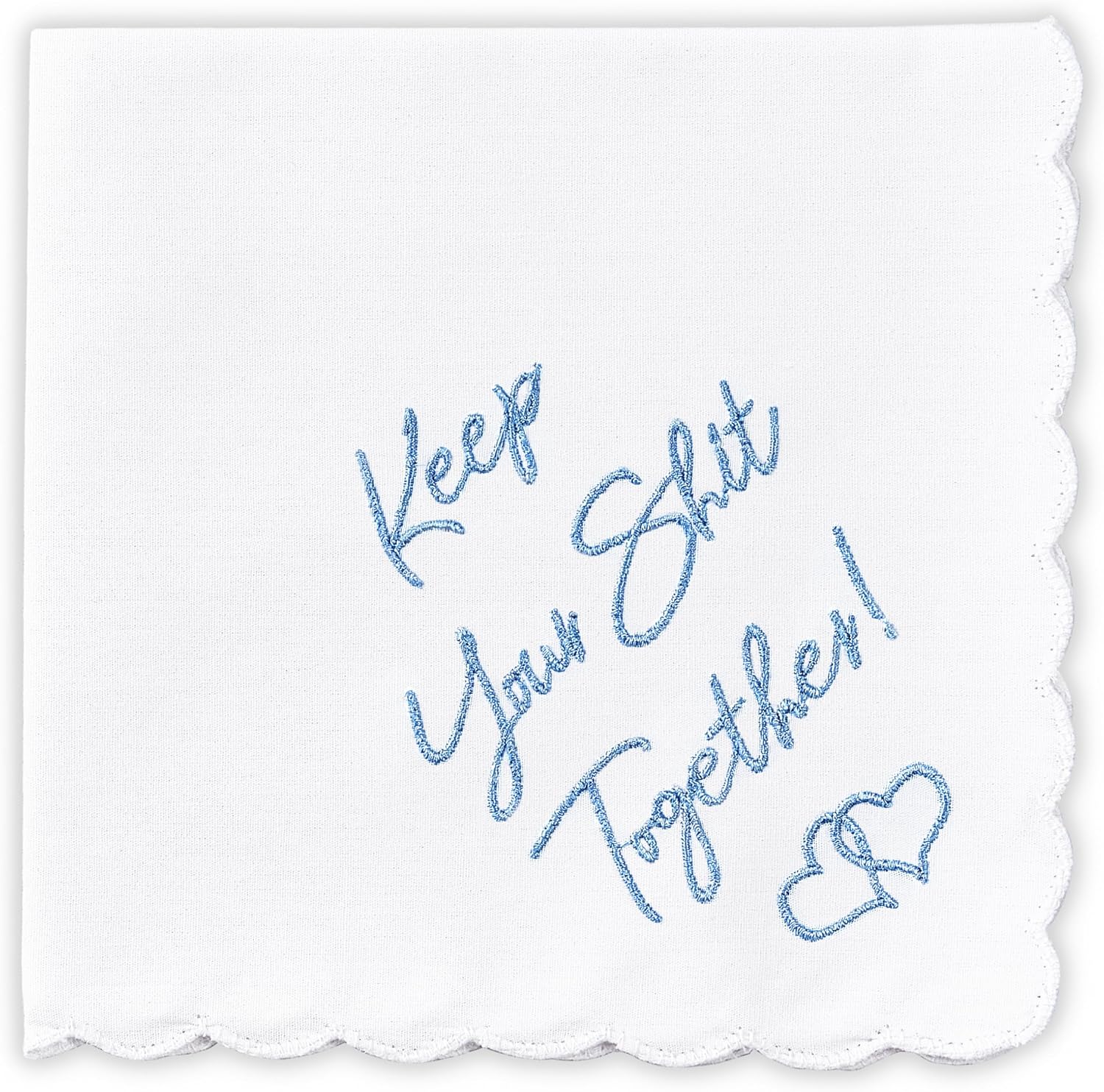 W&F GIFT Something Blue Wedding Gift Embroidered Handkerchief | Keep Your Shit Together! | Wedding Day Bride Gift