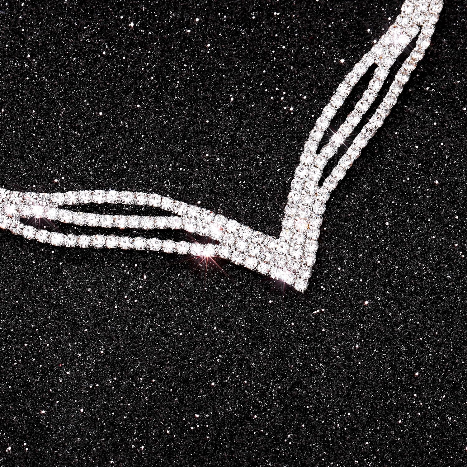 Silver V Shaped Necklace Rhinestone Necklace And Earring Set Wedding Bridal Sparkly Crystal Necklaces for Women