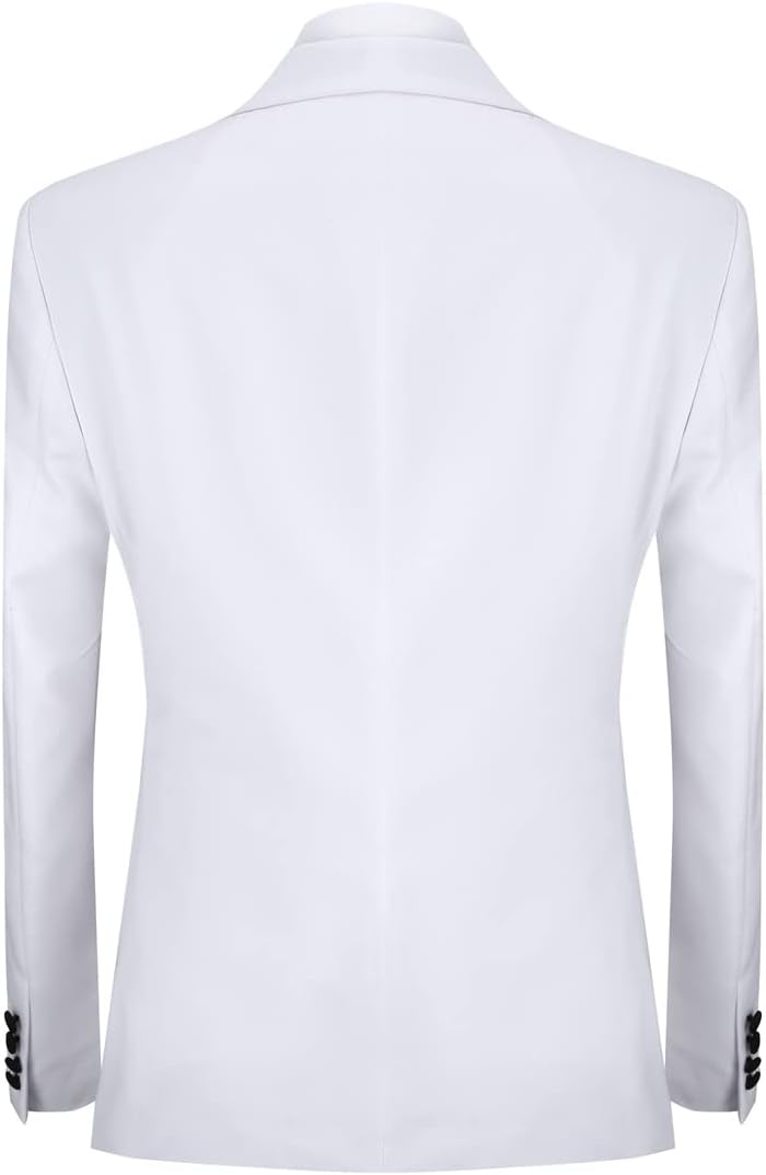 YFFUSHI Mens 3 Piece Suit Slim Fit One Button Prom Suits Set Blazer Vest Trousers