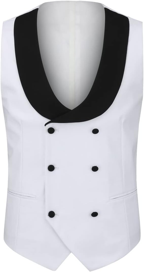 YFFUSHI Mens 3 Piece Suit Slim Fit One Button Prom Suits Set Blazer Vest Trousers