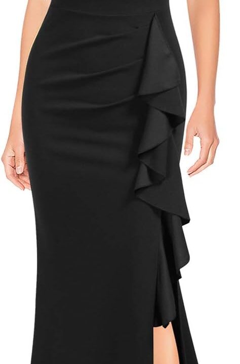 WOOSEA Women's Split Bodycon Mermaid Evening Cocktail Long Dress