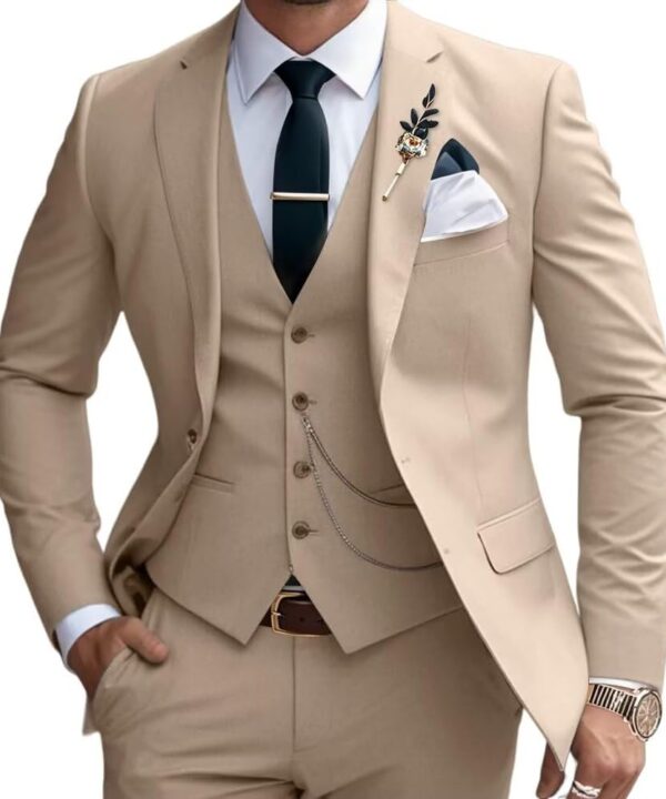 Mens Suits Slim Fit 3 Piece Business Wedding Tuxedo Jacket Vest Pants Suit Set