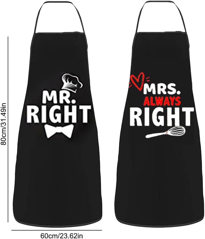JOONOR Mr. and Mrs. Couples Aprons Her King and His Queen Couple Apron Set Waterpoof Kitchen Cooking Apron