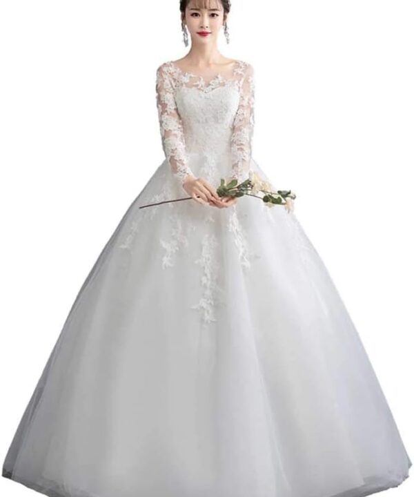 Embroidered Wedding Dress Women's Maxi Long Evening Prom Dresses Formal Party Cocktail Gowns Pretty Gown,White,M