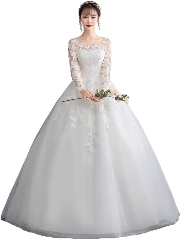 Embroidered Wedding Dress Women's Maxi Long Evening Prom Dresses Formal Party Cocktail Gowns Pretty Gown,White,M